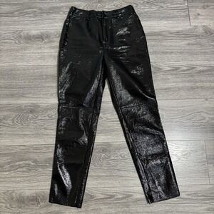 Stradivarius Women Black‎ Polyurethane Modern Skinny High Rise Size 2
